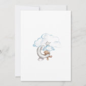 Invitation Boho Teddy Bear Garçon Bleu Bébé Baby shower d'arr (Dos)