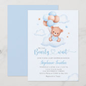 Invitation Boho Teddy Bear Nous Pouvons Bearly Wait Baby show (Devant / Derrière)