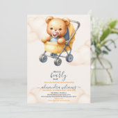 Invitation Boho Teddy Bear Nous Pouvons Bearly Wait Baby show (Debout devant)