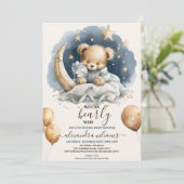 Invitation Boho Teddy Bear Nous Pouvons Bearly Wait Baby show (Debout devant)