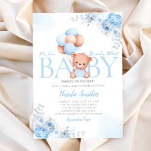 Invitation Boho Teddy Bear Nous Pouvons Bearly Wait Baby show