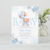 Invitation Boho Teddy Bear Nous Pouvons Bearly Wait Baby show (Debout devant)