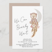 Invitation Boho Teddy Bear Nous Pouvons Bearly Wait Baby show (Devant / Derrière)