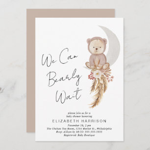 Invitation Boho Teddy Bear Nous Pouvons Bearly Wait Baby show