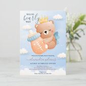 Invitation Boho Teddy Bear Nous Pouvons Bearly Wait Boy Baby (Debout devant)