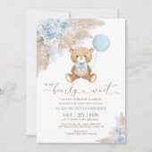 Invitation Boho Teddy Bear Nous Pouvons Bearly Wait Boy Baby  (Devant)