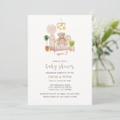 Invitation Boho Teddy Bear Nursery Baby shower (Debout devant)