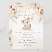 Invitation Boho Teddy Bear Pampas Baby shower en herbe Invita (Devant / Derrière)