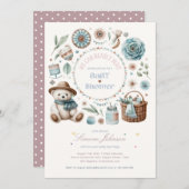 Invitation Boho Teddy Bear Pique-Nique Baby shower Thème Unis (Devant / Derrière)
