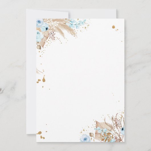 Invitation Boho Teddy Bear Pique-nique Boy Baby shower bleu (Dos)