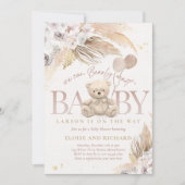 Invitation Boho Teddy Bear Sexe Baby shower neutre (Devant)