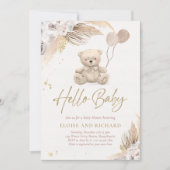Invitation Boho Teddy Bear Sexe Baby shower neutre (Devant)