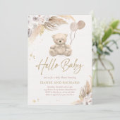Invitation Boho Teddy Bear Sexe Baby shower neutre (Debout devant)