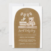 Invitation Boho Teddy Bear Sexe Baby shower neutre (Devant)