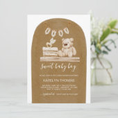 Invitation Boho Teddy Bear Sexe Baby shower neutre (Debout devant)
