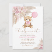 Invitation Boho Teddy Ours Nous Pouvons Attendre Bébé Fille (Devant)