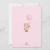 Invitation Boho Teddy Ours Nous Pouvons Attendre Bébé Fille (Dos)