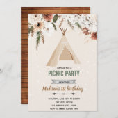 Invitation Boho teepee douche anniversaire (Devant / Derrière)