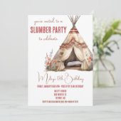 Invitation Boho TeePee Fête de bois d'oeuvre, Couche de nuit, (Debout devant)