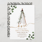 Invitation Boho Teepee Premier anniversaire (Devant / Derrière)