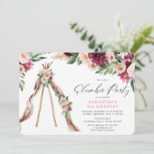 Invitation Boho teepepee fleurie tente sommeil fête (Debout devant)