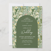 Invitation Boho tendance printemps fleur sauvage arche verte (Devant)