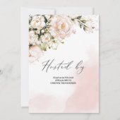 Invitation Boho tendance rose et or fleurs eucalyptus (Dos)
