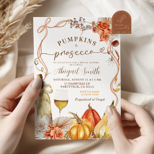 Invitation Boho Teracotta Citrouilles et Prosecco Enterrement