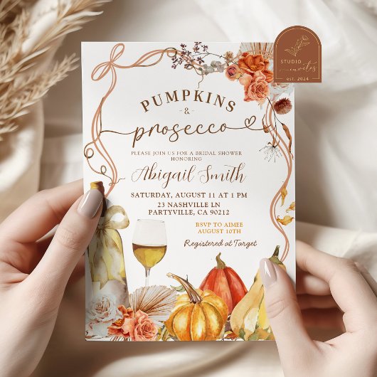 Invitation Boho Teracotta Citrouilles et Prosecco Enterrement