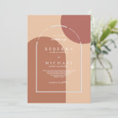 Invitation Boho Teracotta moderne Couple Names Arch Mariage (Debout devant)