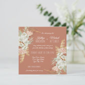 Invitation BOHO Terra Cotta Orchid Floral Pampas Palm Folio (Debout devant)