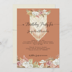 Invitation Boho Terra Cotta Tropical Floral Pampas Anniversai