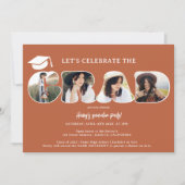 Invitation Boho terracotta 3 photos graduation script (Devant)