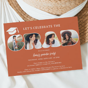 Invitation Boho terracotta 3 photos graduation script