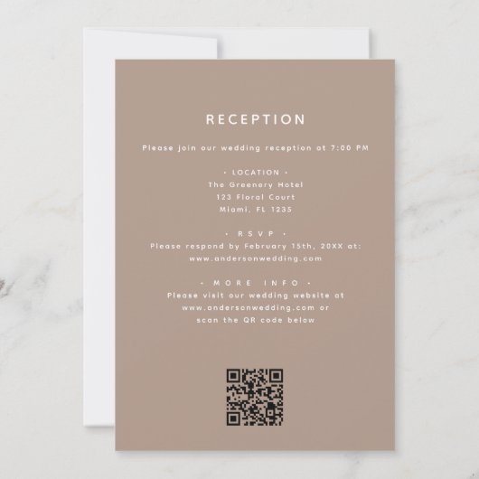 Invitation Boho Terracotta All in One QR Code Mariage (Dos)