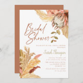 Invitation Boho Terracotta aquarelle Fête des mariées florale (Devant / Derrière)