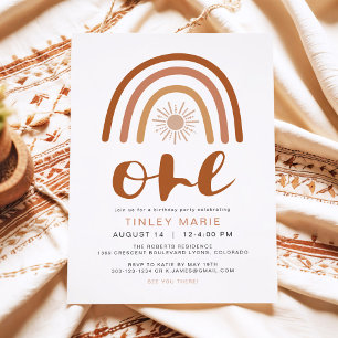 Invitation Boho Terracotta Arc-en-Ciel Soleil Premier Anniver