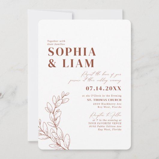 Invitation Boho Terracotta Avec RSVP QR Code Mariage (Devant)