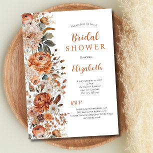 Invitation Boho Terracotta Beige Floral Fête des mariées