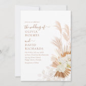 Invitation Boho Terracotta Blanc Herbe de Pampas Orchidées Ma (Devant)