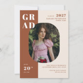 Invitation Boho Terracotta Bold Typographie Photo Graduation (Devant)