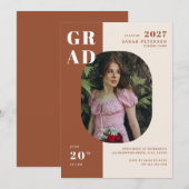 Invitation Boho Terracotta Bold Typographie Photo Graduation (Devant / Derrière)