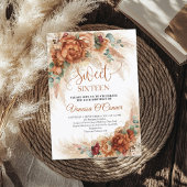 Invitation Boho terracotta bordeaux fleurs eucalyptus rouille