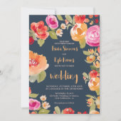 Invitation Boho Terracotta brûlé Orange Floral Mariage (Devant)