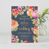 Invitation Boho Terracotta brûlé Orange Floral Mariage (Debout devant)