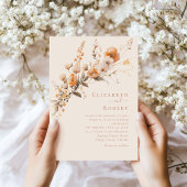 Invitation Boho Terracotta brûlé Orange Mariage Fleur sauvage