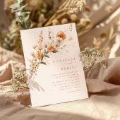 Invitation Boho Terracotta brûlé Orange Mariage Fleur sauvage