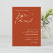 Invitation Boho Terracotta Brûlé Orange Rétro Moderne Élégant (Debout devant)