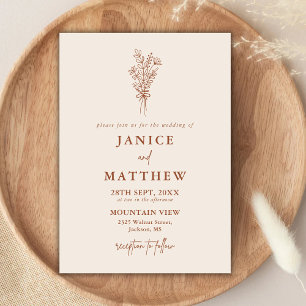 Invitation Boho Terracotta brûlé Orange Rustique Mariage