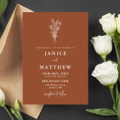 Invitation Boho Terracotta brûlé Orange Rustique Mariage